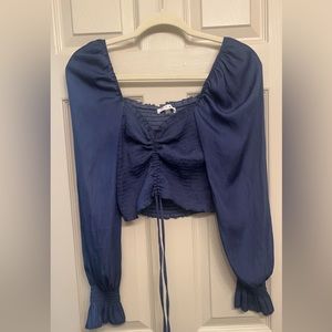 Navy Blue Silk Top